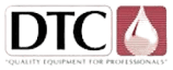 A logo featuring the letters DTC in bold black font inside a rectangle, and a red square with a white drop-shaped design next to it. Below are the words QUALITY EQUIPMENT FOR PROFESSIONALS in smaller font.